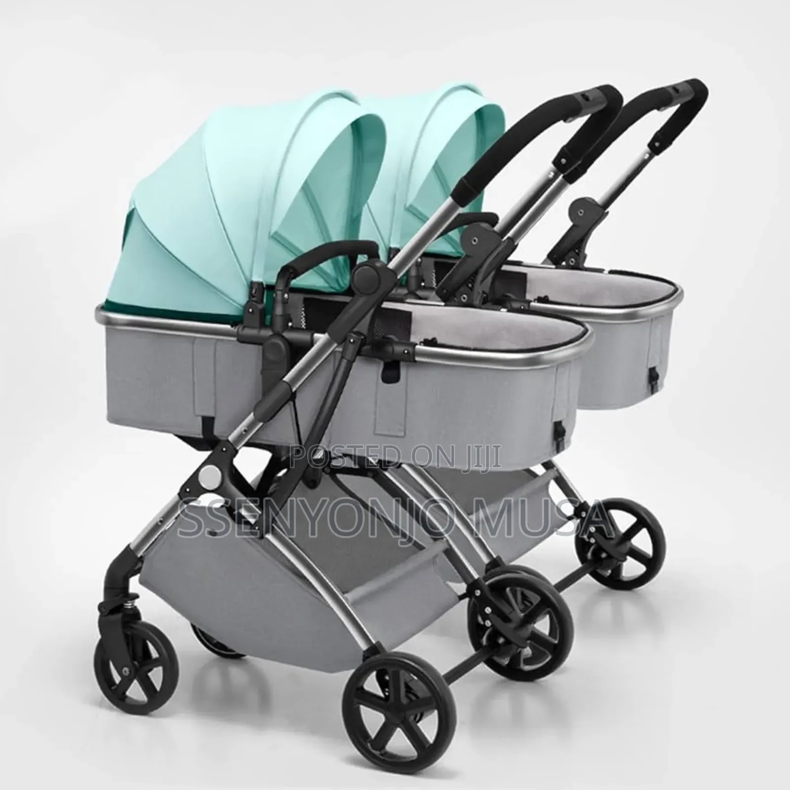 Baby Trolley Foldable Double Pushchair |Reversible Bassinet Twins