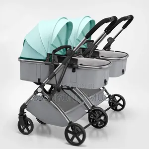 Baby Trolley Foldable Double Pushchair |Reversible Bassinet Twins