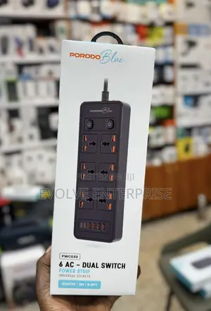 PORODO Blue 6 -AC Dual Switch Socket