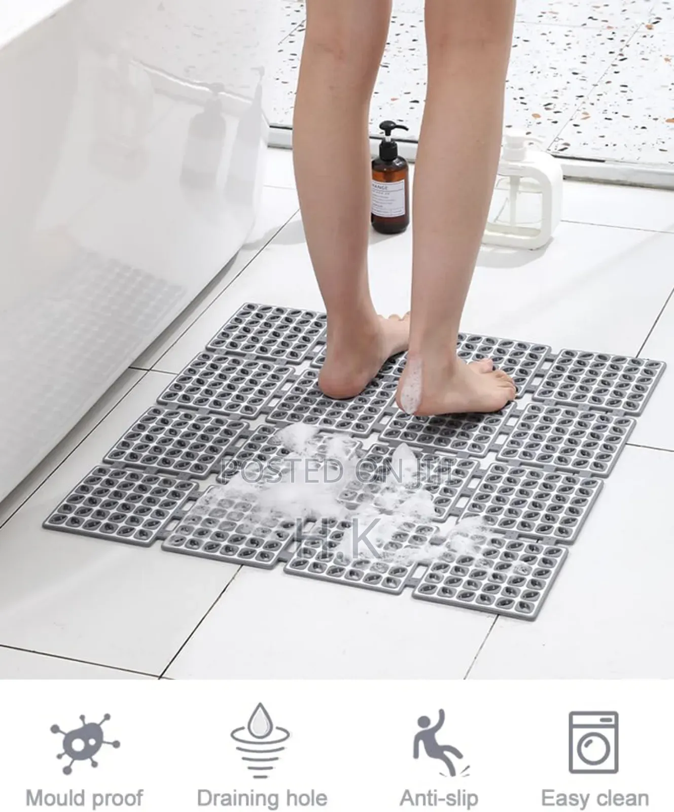 Non-Slip Square Shower Mat 24 X 24 Inches
