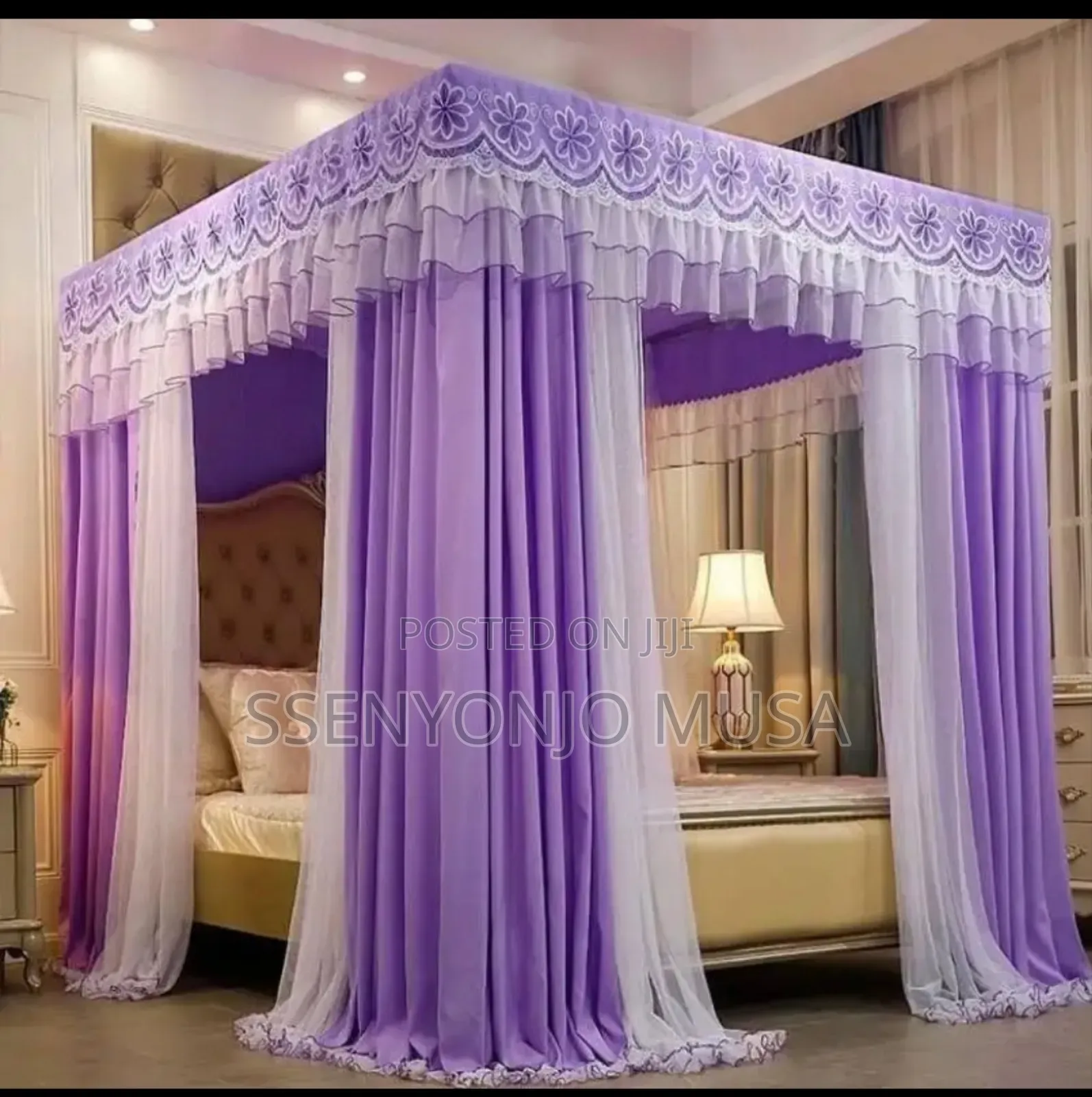 4 Stand Curtain Mosquito Net - Maroon |Elegant Protective