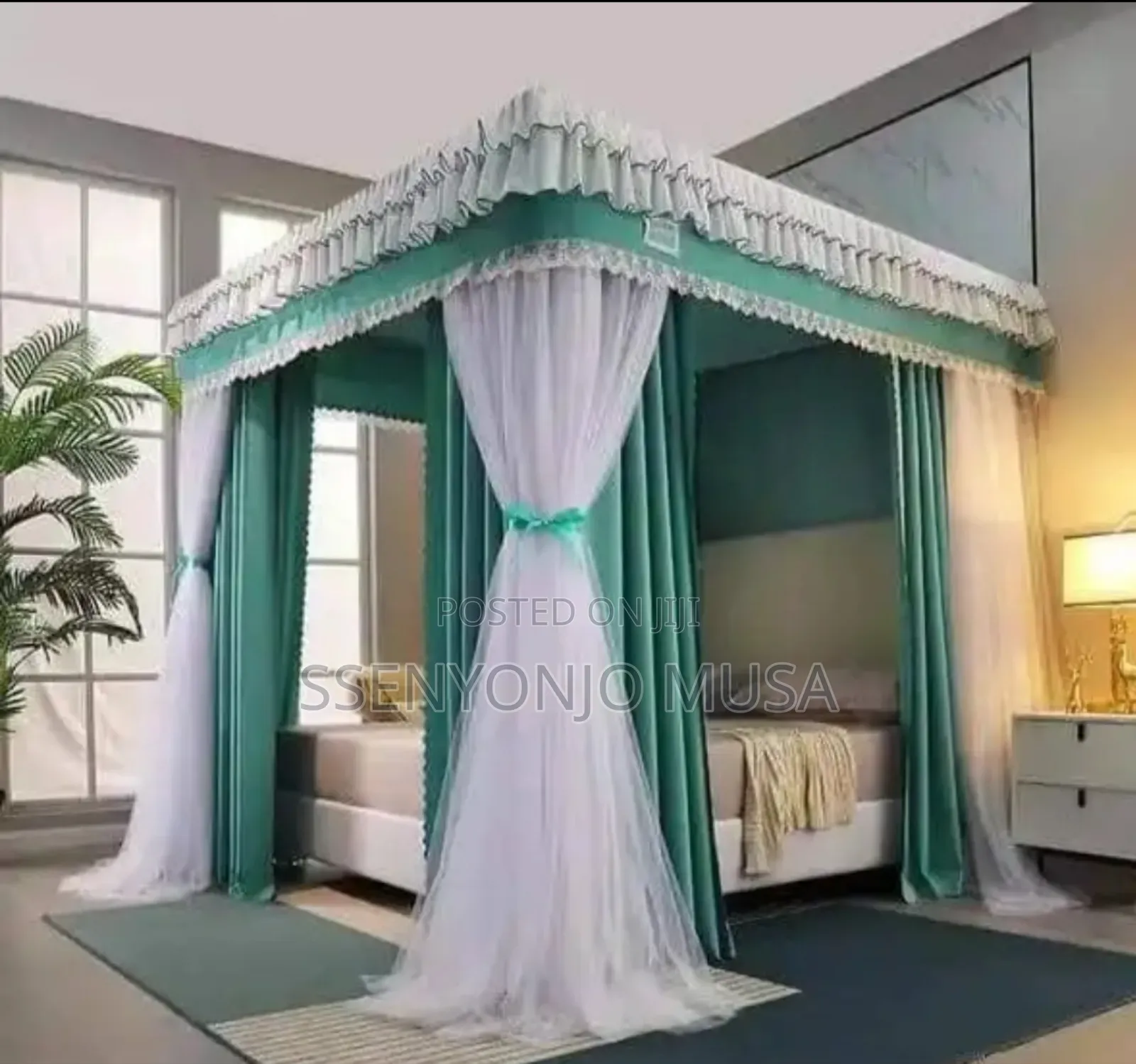 4 Stand Curtain Mosquito Net - Maroon |Elegant Protective
