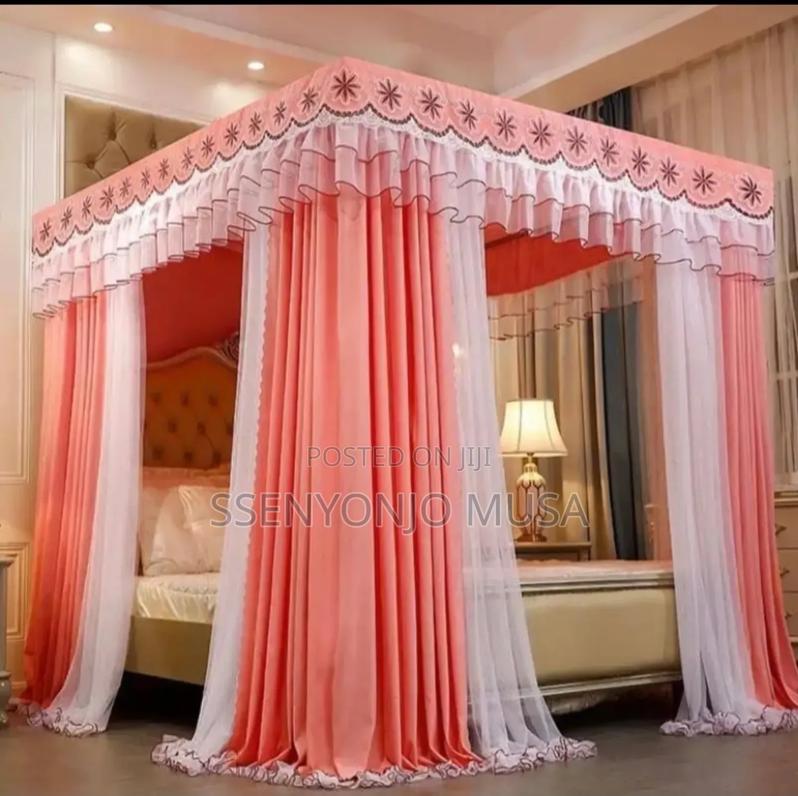4 Stand Curtain Mosquito Net - Maroon |Elegant Protective