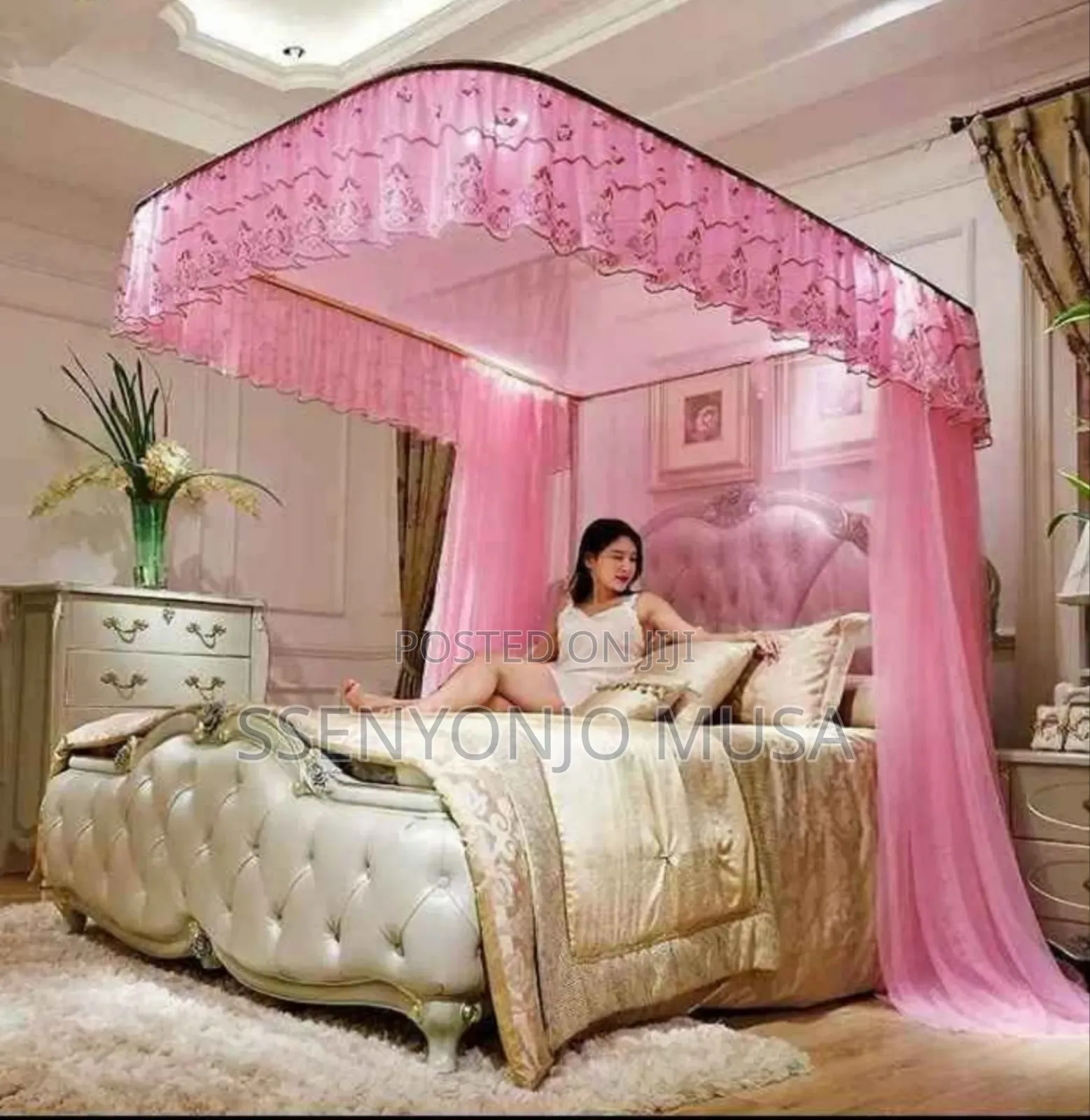 Two Stand Rail Mosquito Net | Top Design May Vary |Elegant-