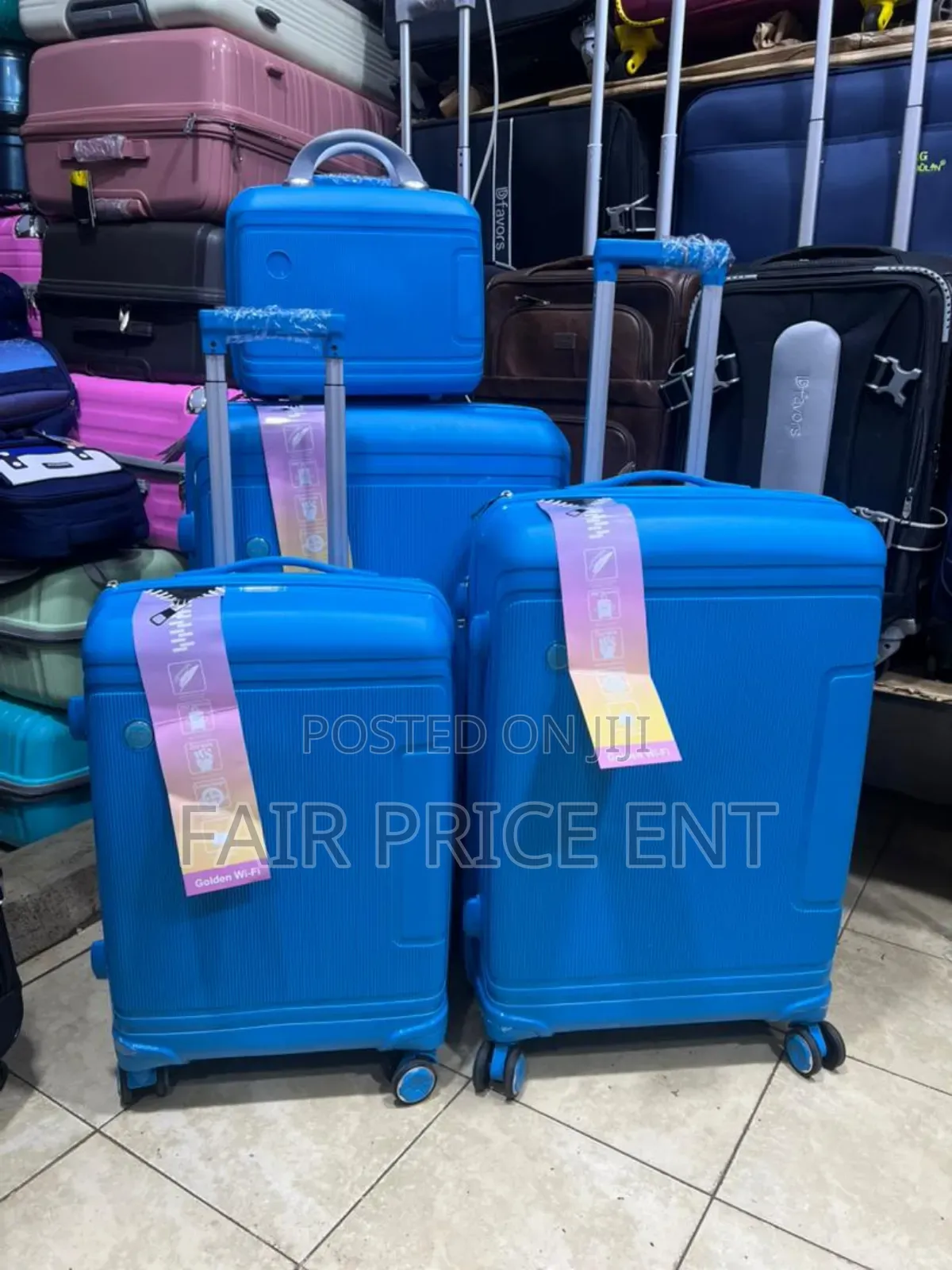 Good Partner Rubber Suitcases.Fullset. 4pcs. ( Blue)
