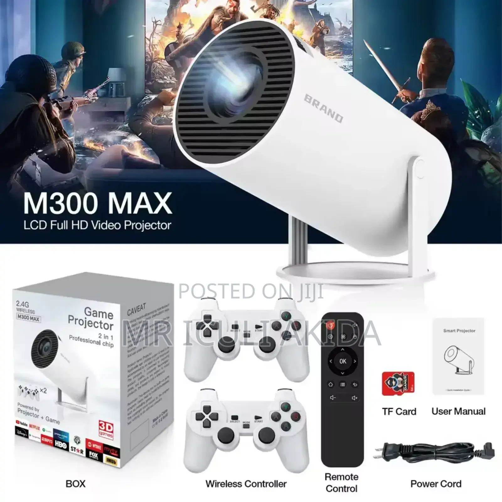 2.4G Wireless M300max Game Projector 2in1 Professional Chip