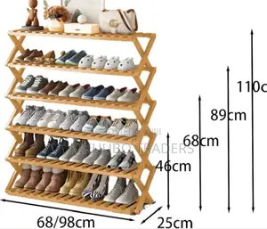 6 Layer Bamboo Foldable Shoe Rack