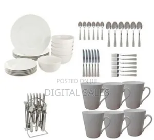 Dinner Set 49pcs Ceramic Dinner Set -White Silver