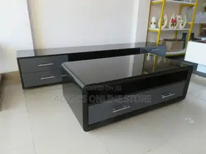 Black  and Gray Drawers Certer Table