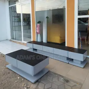 Grey and Black Glass Tv Stand Unit Certer Table and Stools