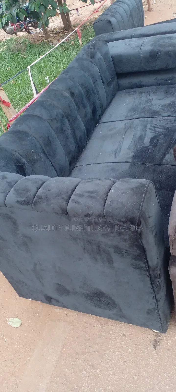 Wooden Black 3 Seater