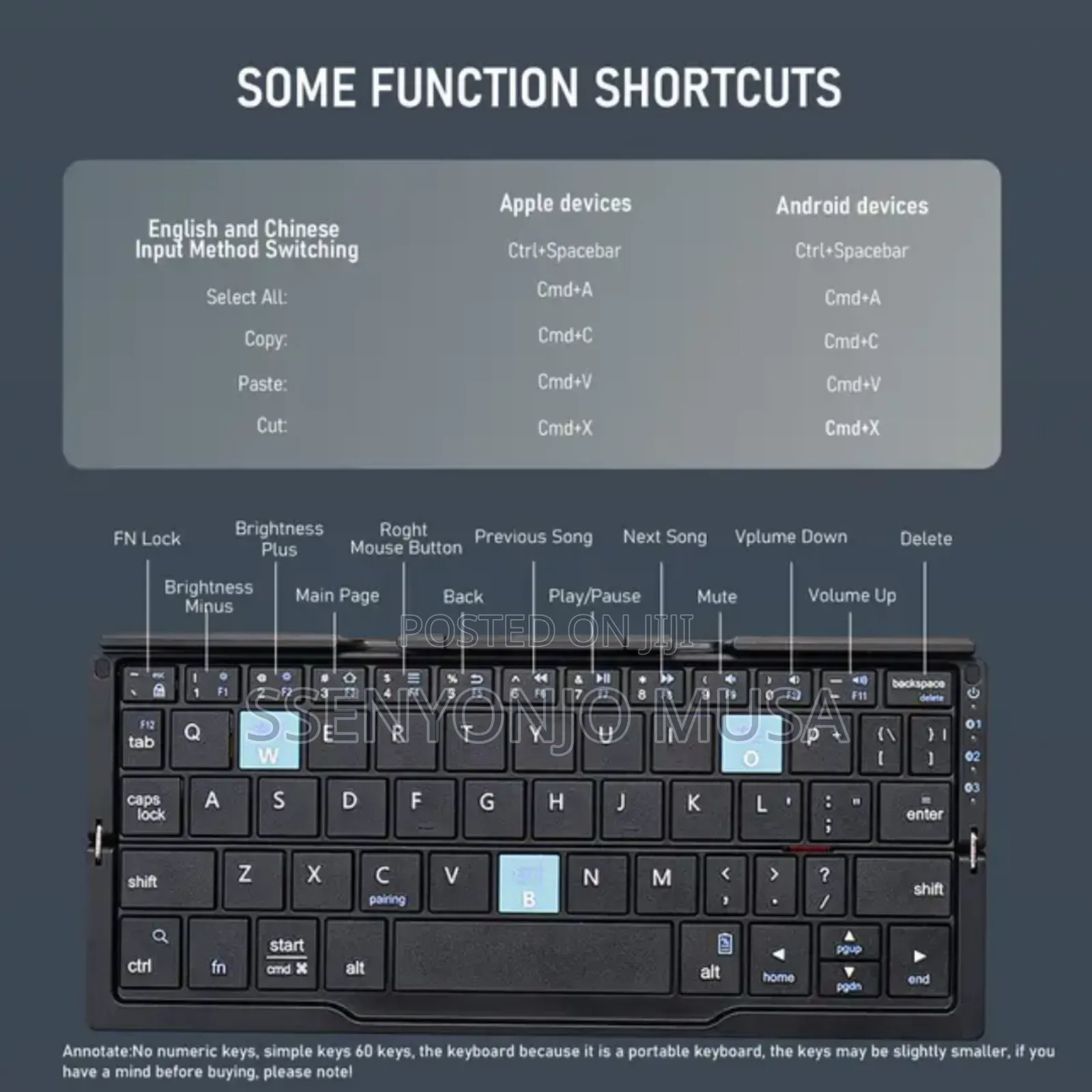 B.O.W Mini Foldable Keyboard | Portable Wireless Keyboard