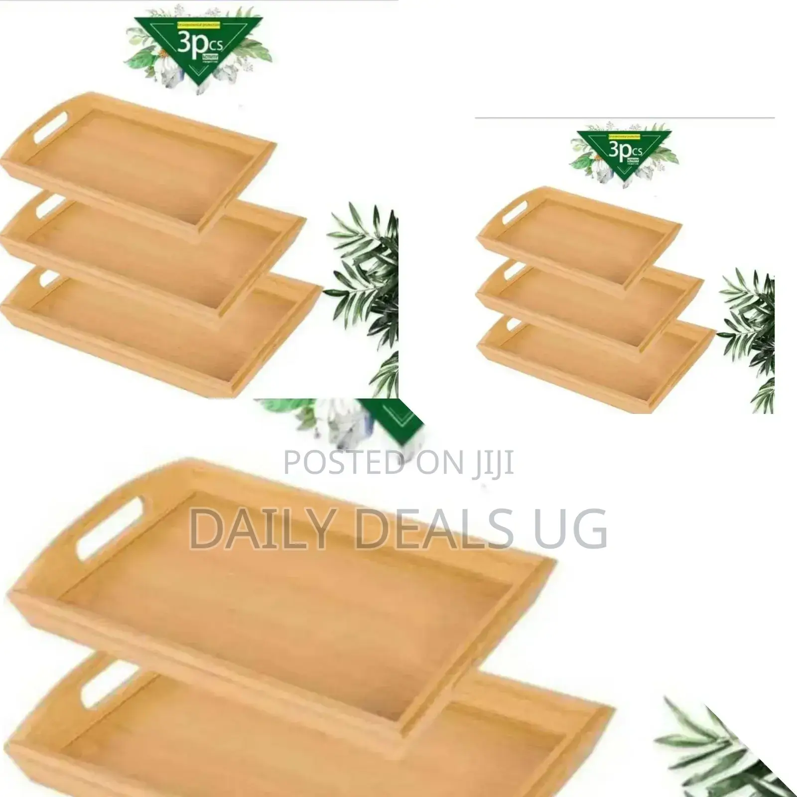 3 PCS Bamboo Serving Tray