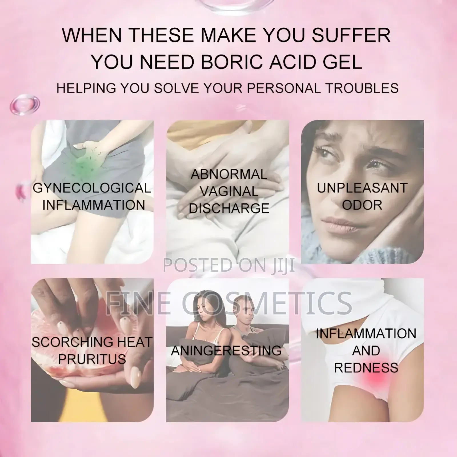 3-Sackets BORIC ACID GEL, Antibacterial Vagina Odour Control
