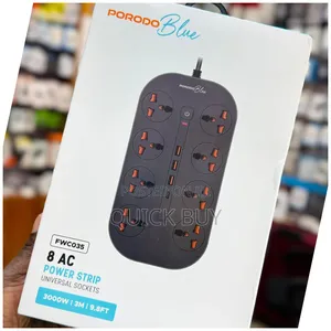 Porodo Blue 8 Ac Power Strip Universal Socket