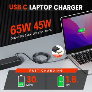65W USB C Power Supply Laptop Charger Type C for All Laptops