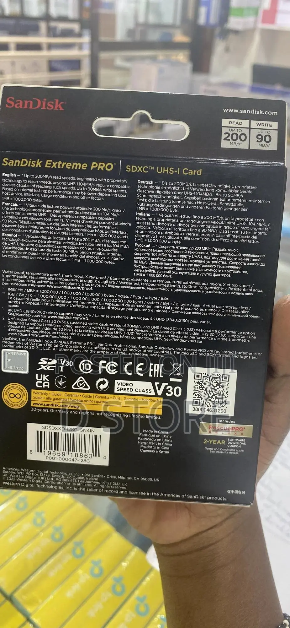 128GB Extreme Pro SAN Disk Memory Card