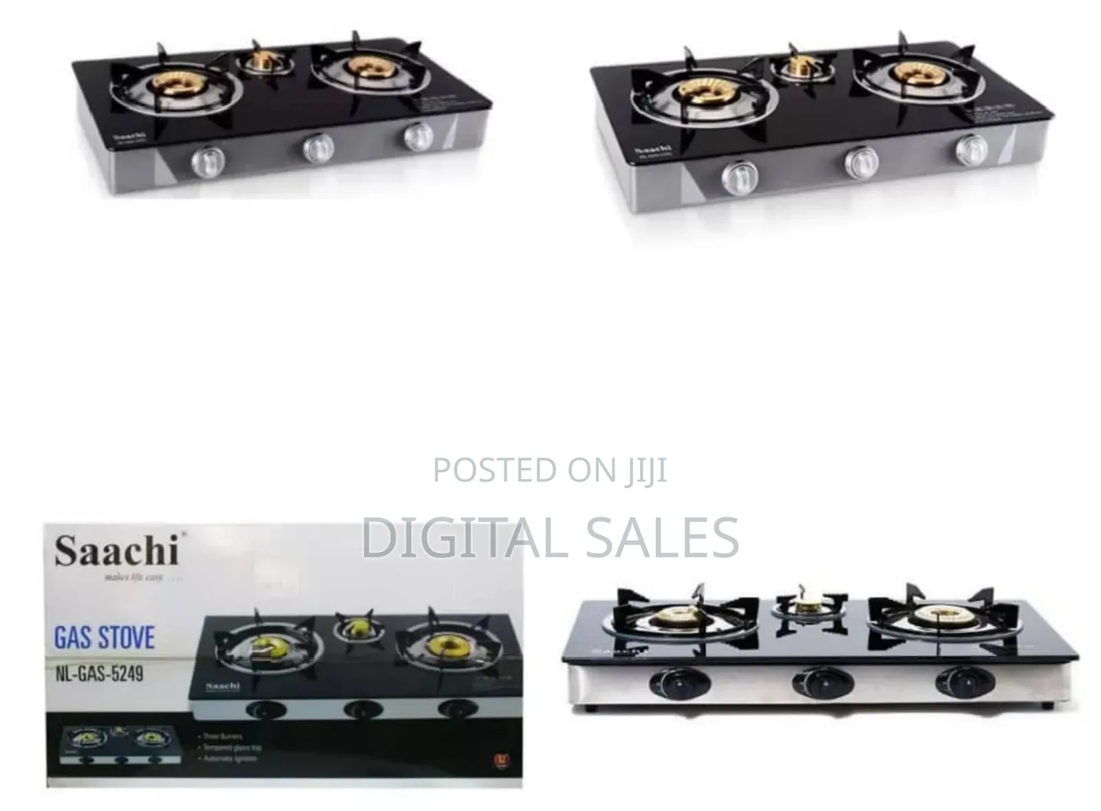 Saachi 3 Burner Glass Gas Stove