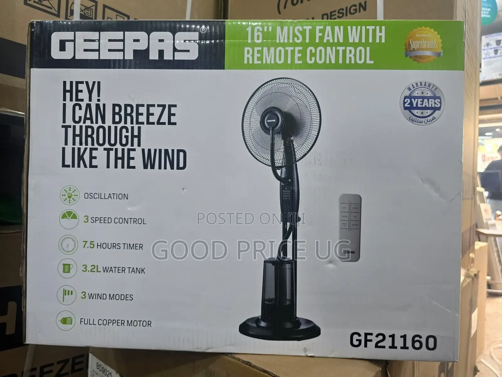 Geepas 16inch Mist Fan With Remote Control