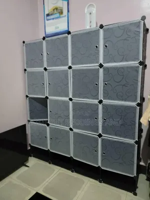 Four Column Plastic Closet Black