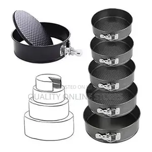 6 PCS Metal Round Shaped - Cake Baking Pan/Non- Stick Black