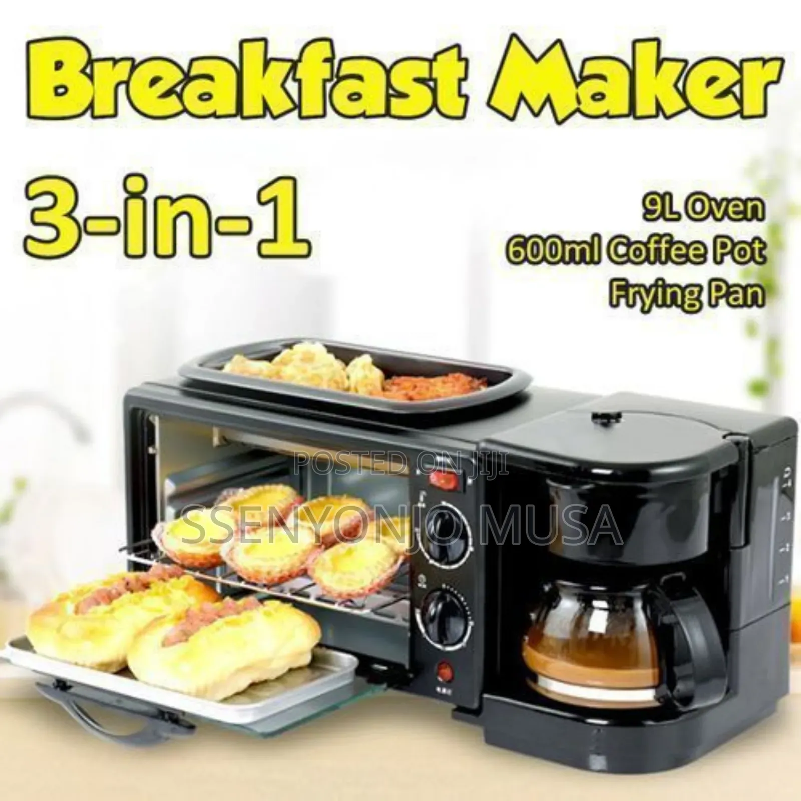 Hoffman 3-in-1 Breakfast Maker | Coffee, Frying Pan Bread-