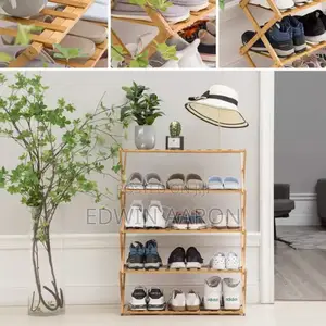5 Tier Bamboo Foldable Shoe Rack