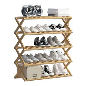 5 Tier Bamboo Foldable Shoe Rack