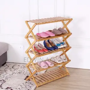 5 Tier Bamboo Foldable Shoe Rack