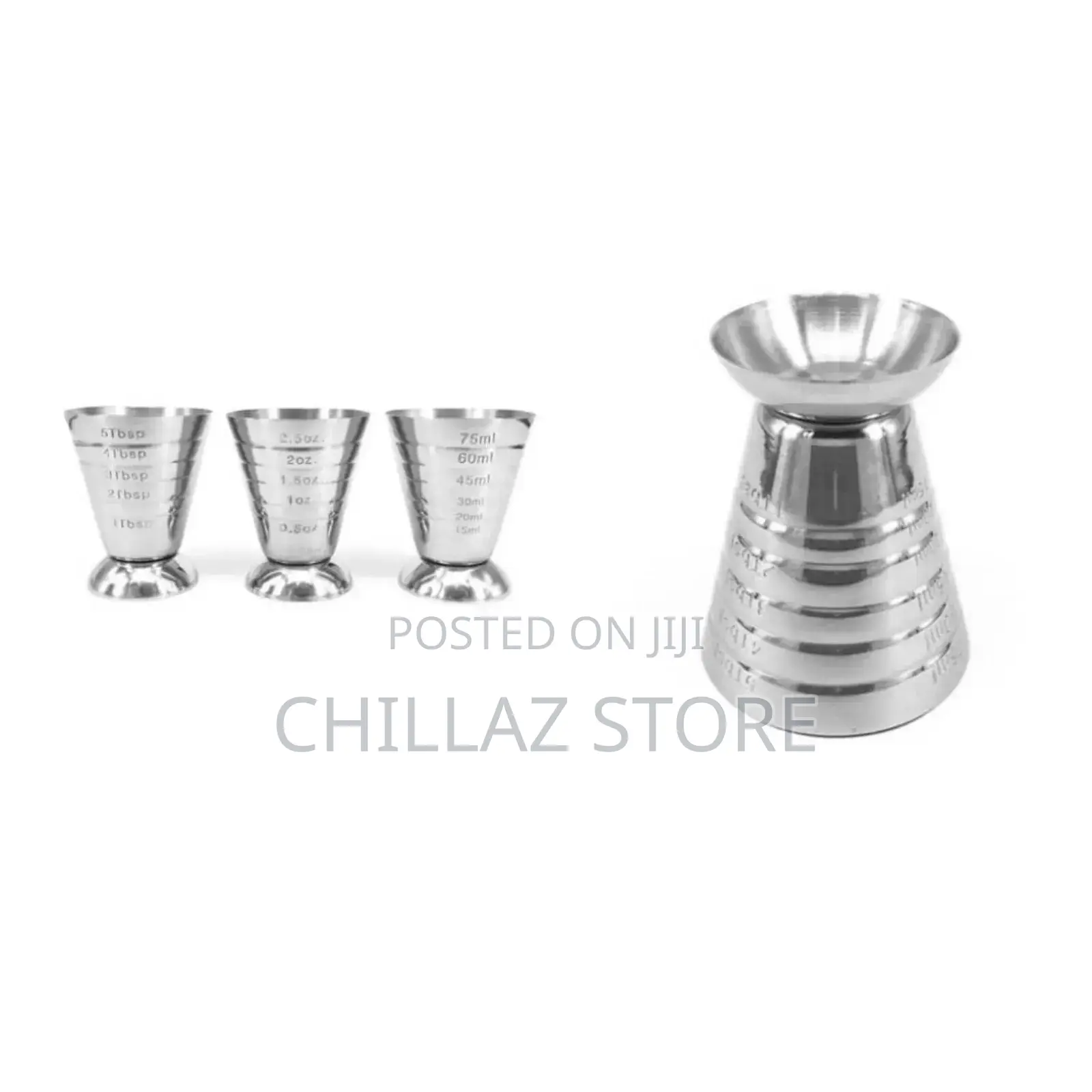 Stainless Steel Cocktail Measuring Cups.