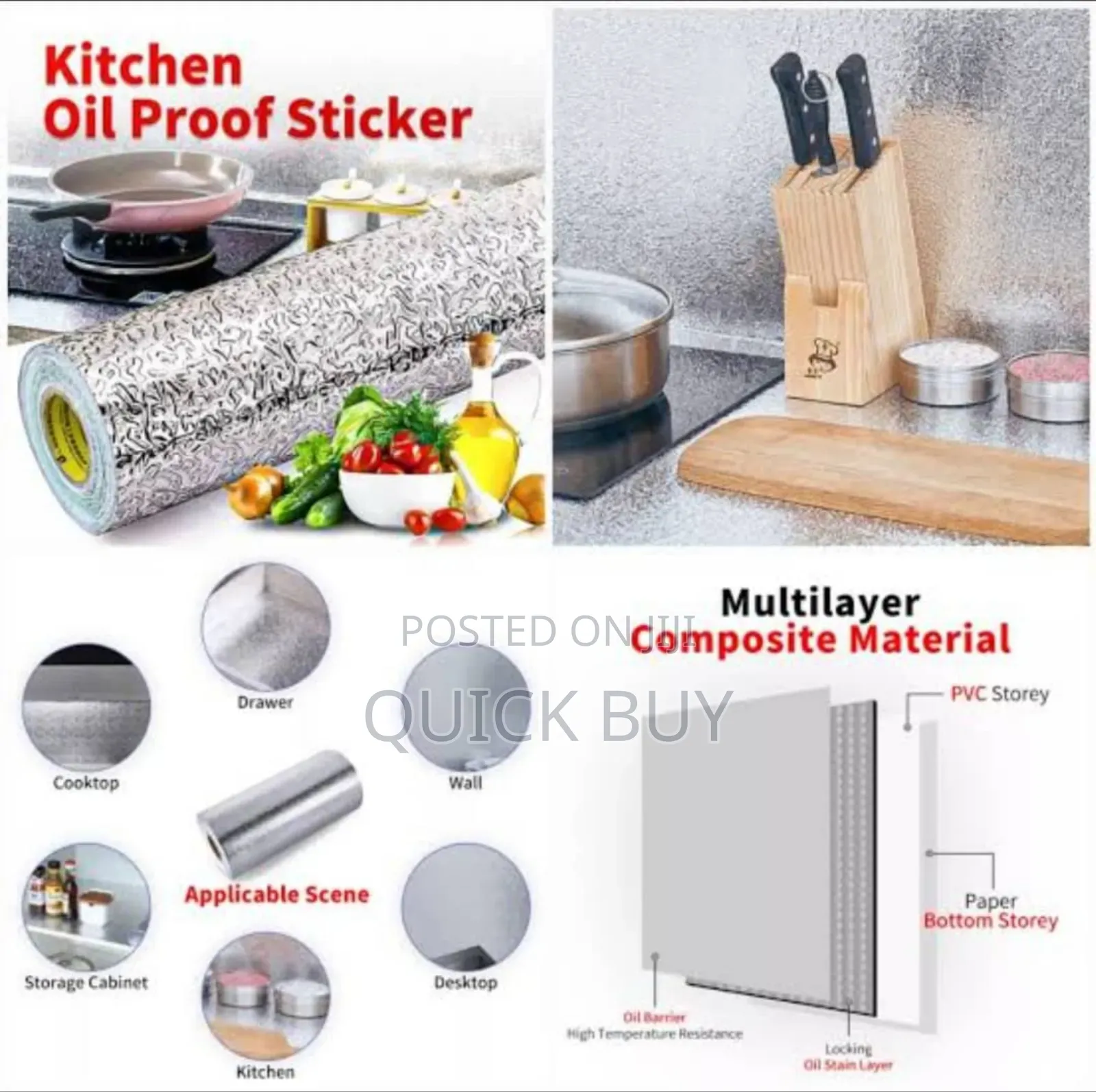 Graded 5m*60cm Kitchen Wallpaper Sticker