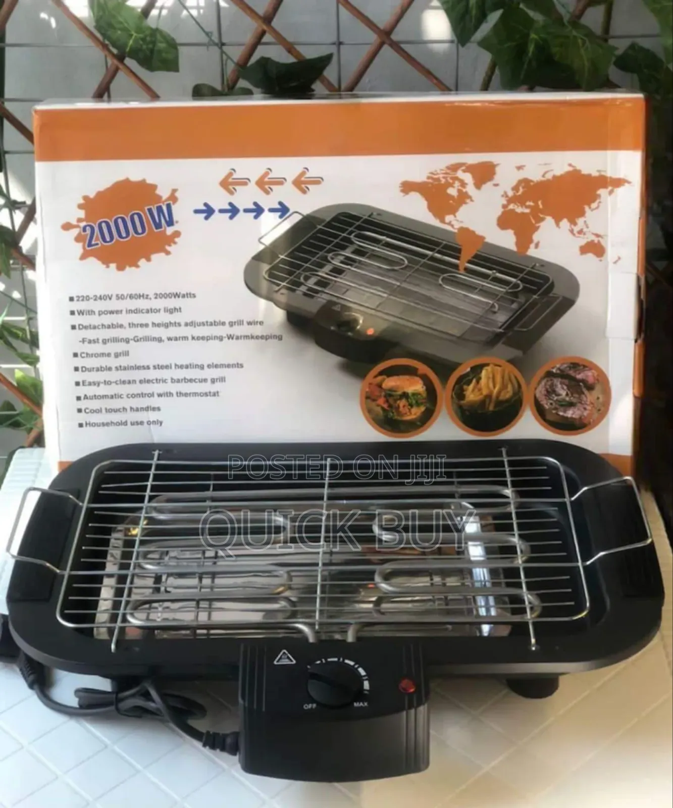 Unique Black 2000W Electric Grill