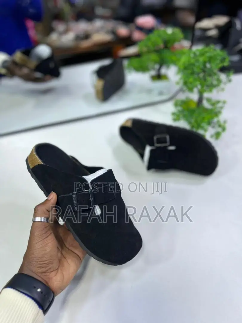 Original Black Suede Birkenstock Boston Clogs Sandals