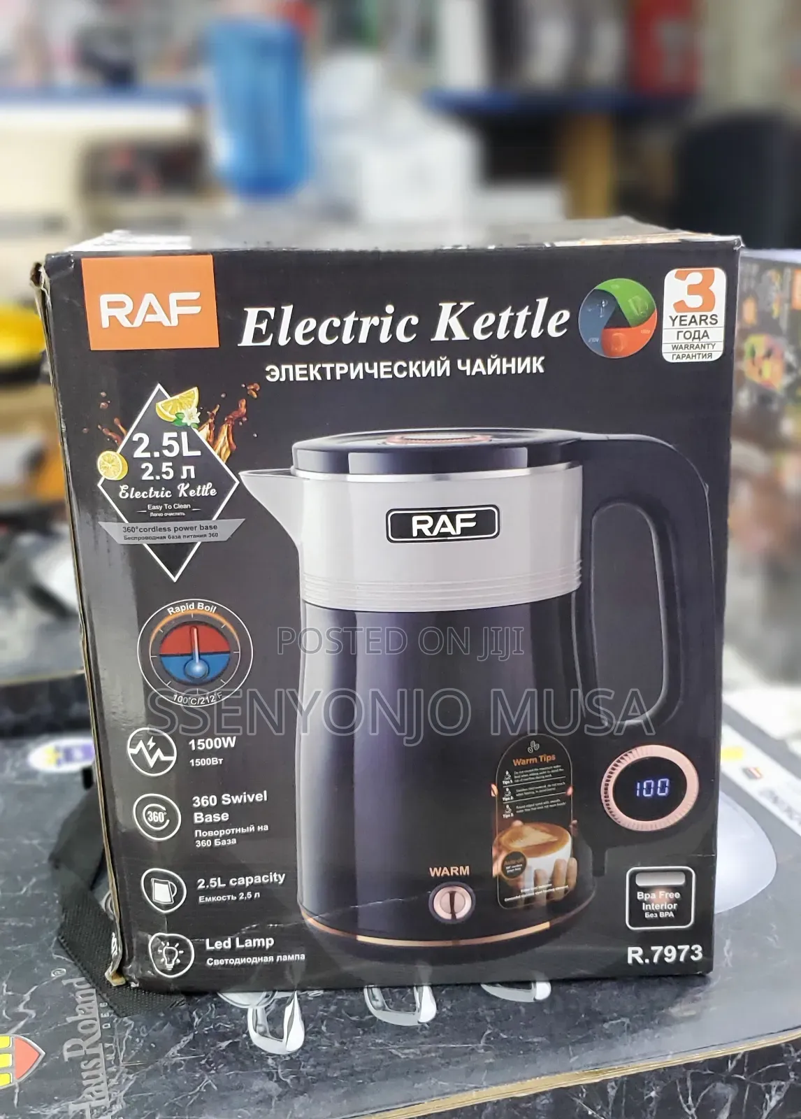 Raf 2.5L Electric Kettle |Fast Boiling,Digital Display,1500W