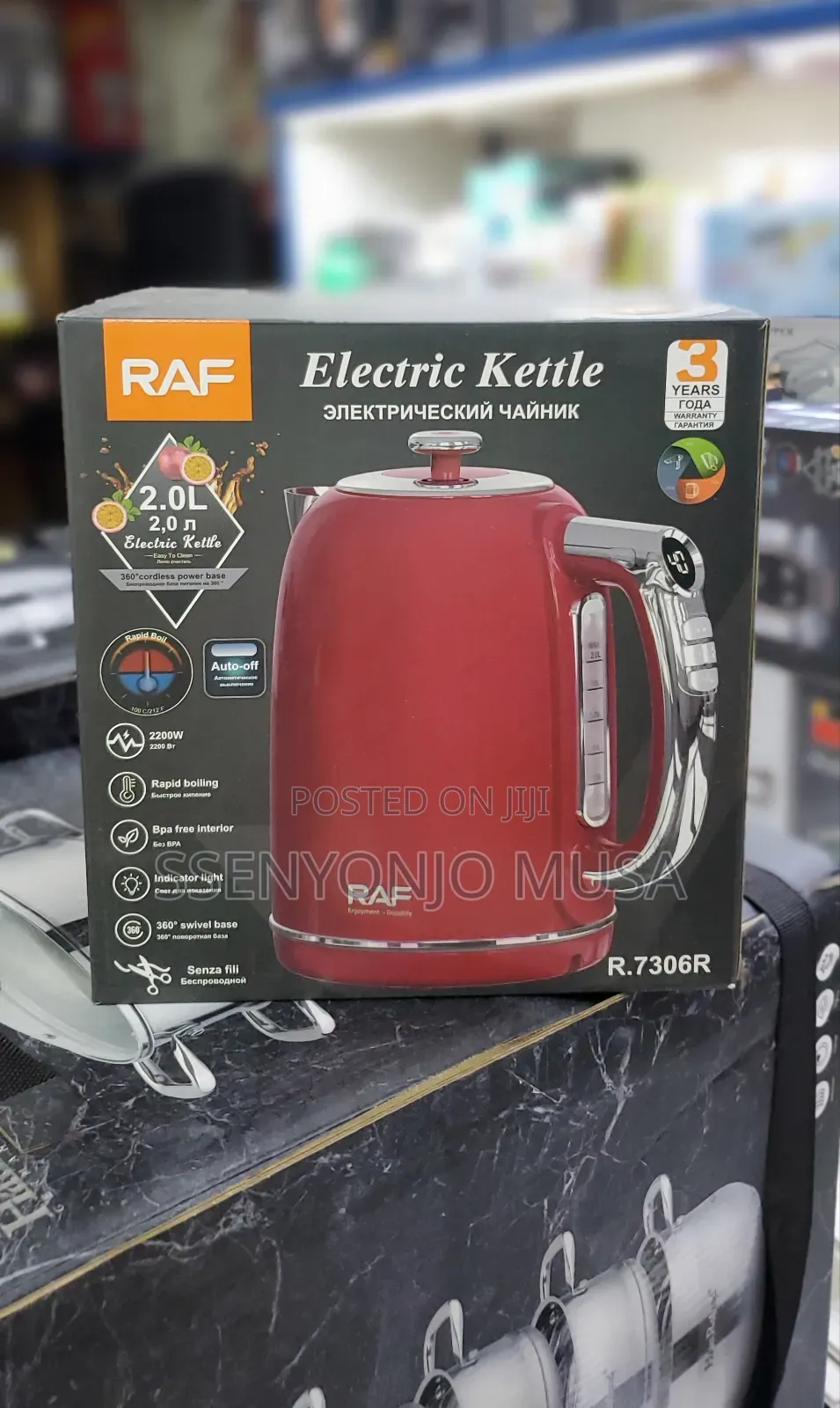Raf Fast Electric Kettle 2L | 2200W Dual Touch Control-