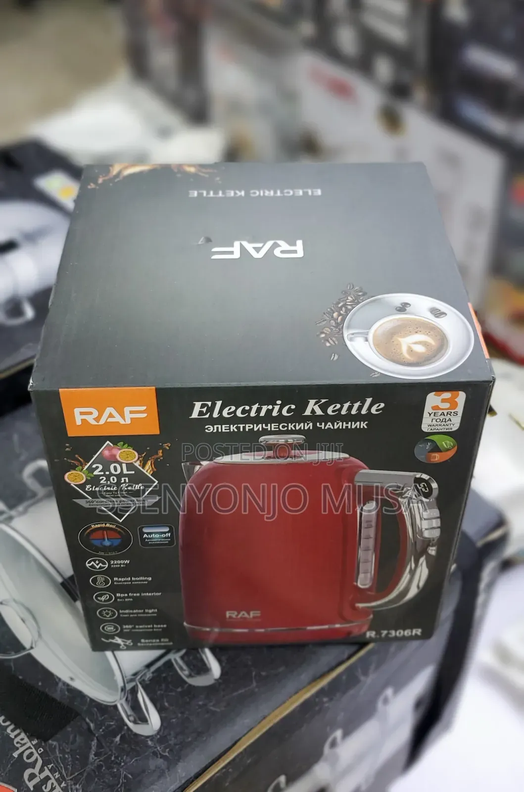 Raf Fast Electric Kettle 2L | 2200W Dual Touch Control-