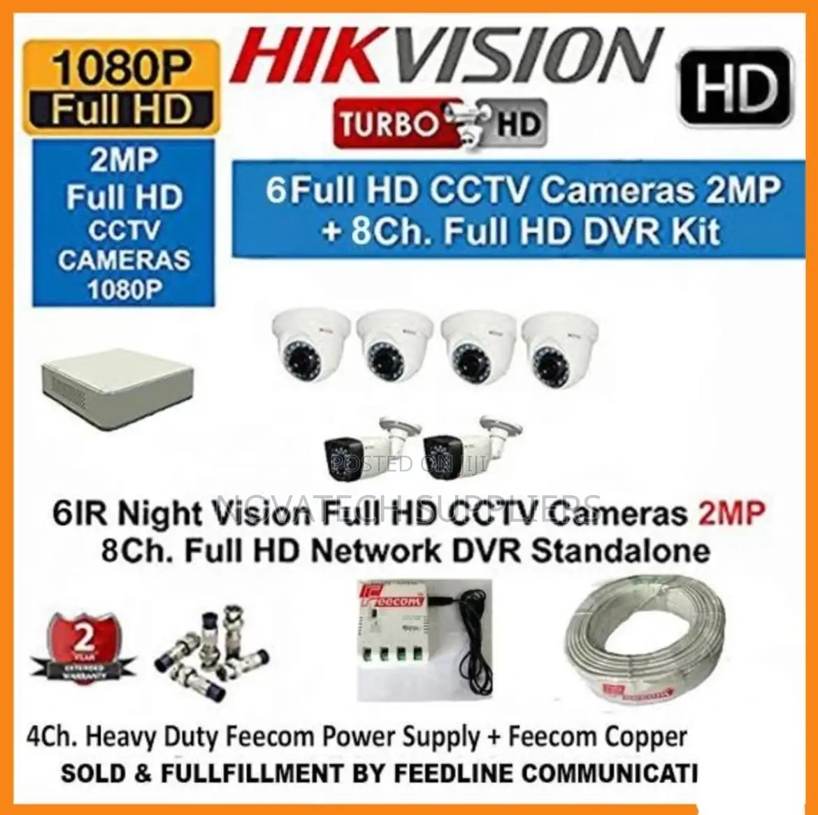 6 Cameras 8 Channel CCTV Camera Kit Color Vu