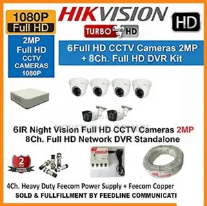 6 Cameras 8 Channel CCTV Camera Kit Color Vu