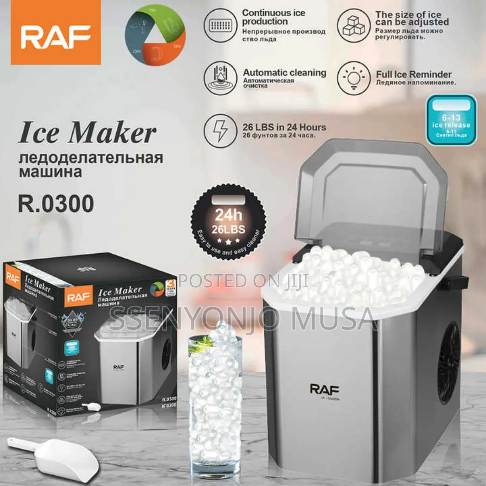 Raf Portable Ice Maker | 26lbs/24h Compact Countertop Ice-
