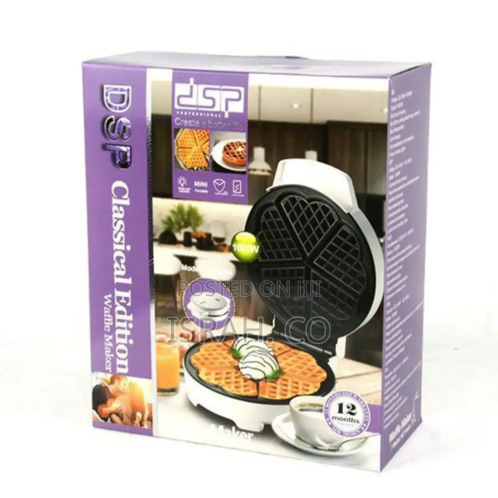DSP Waffle Maker With Mini Heart-Shaped Waffles Grill -White