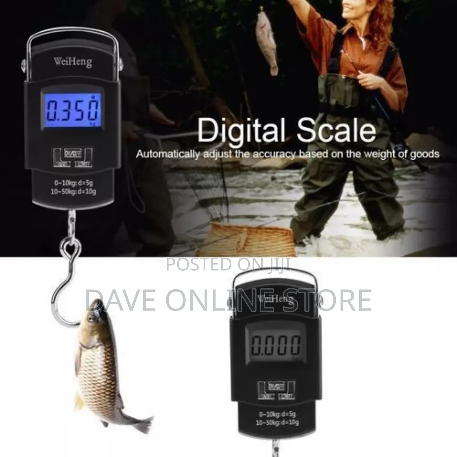 Crane 50kgs Weighing Scale With Clear Digital Screen-Black