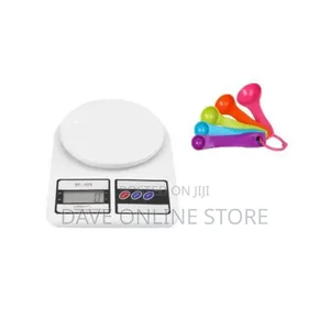 Digital Kitchen Weighing Scale + 5 Measuring Spoons - White