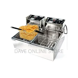 Commercial Double Deep Fryer, 12 Litres - Silver