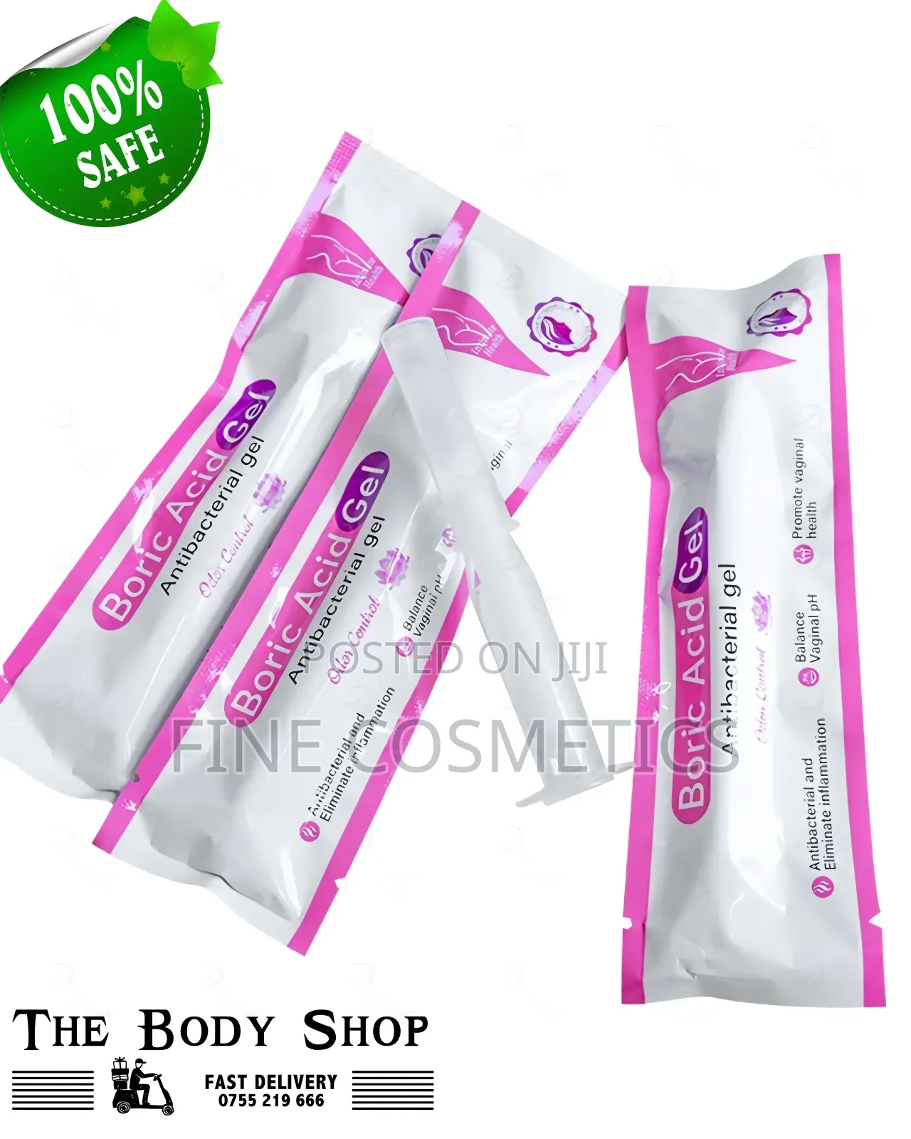3-Sackets BORIC ACID GEL, Antibacterial Vagina Odour Control