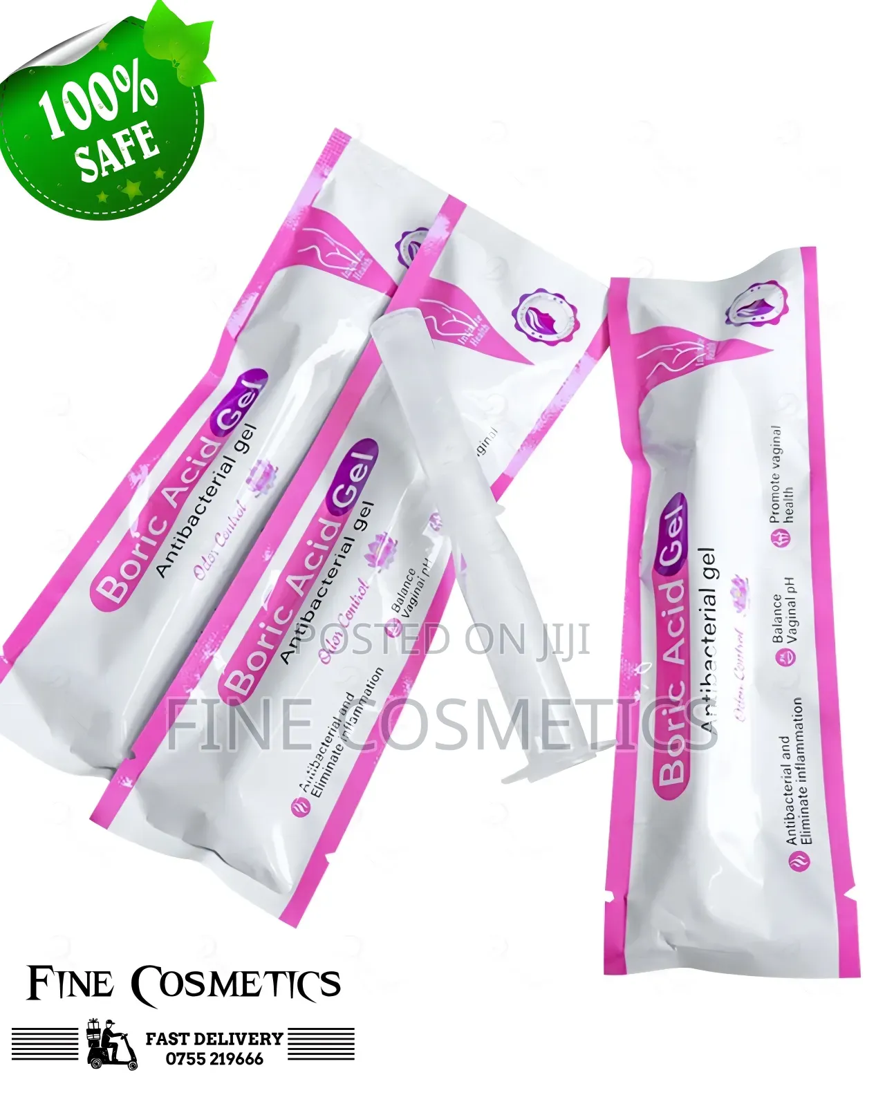 3-Sackets BORIC ACID GEL, Antibacterial Vagina Odour Control
