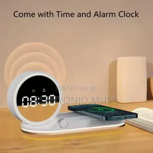 3-in-1 Wireless Charging Station |Led Desk Lamp, Alarm Clock