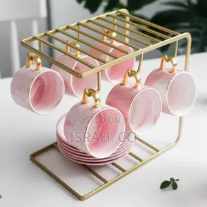 Pink Mugs With Saucers