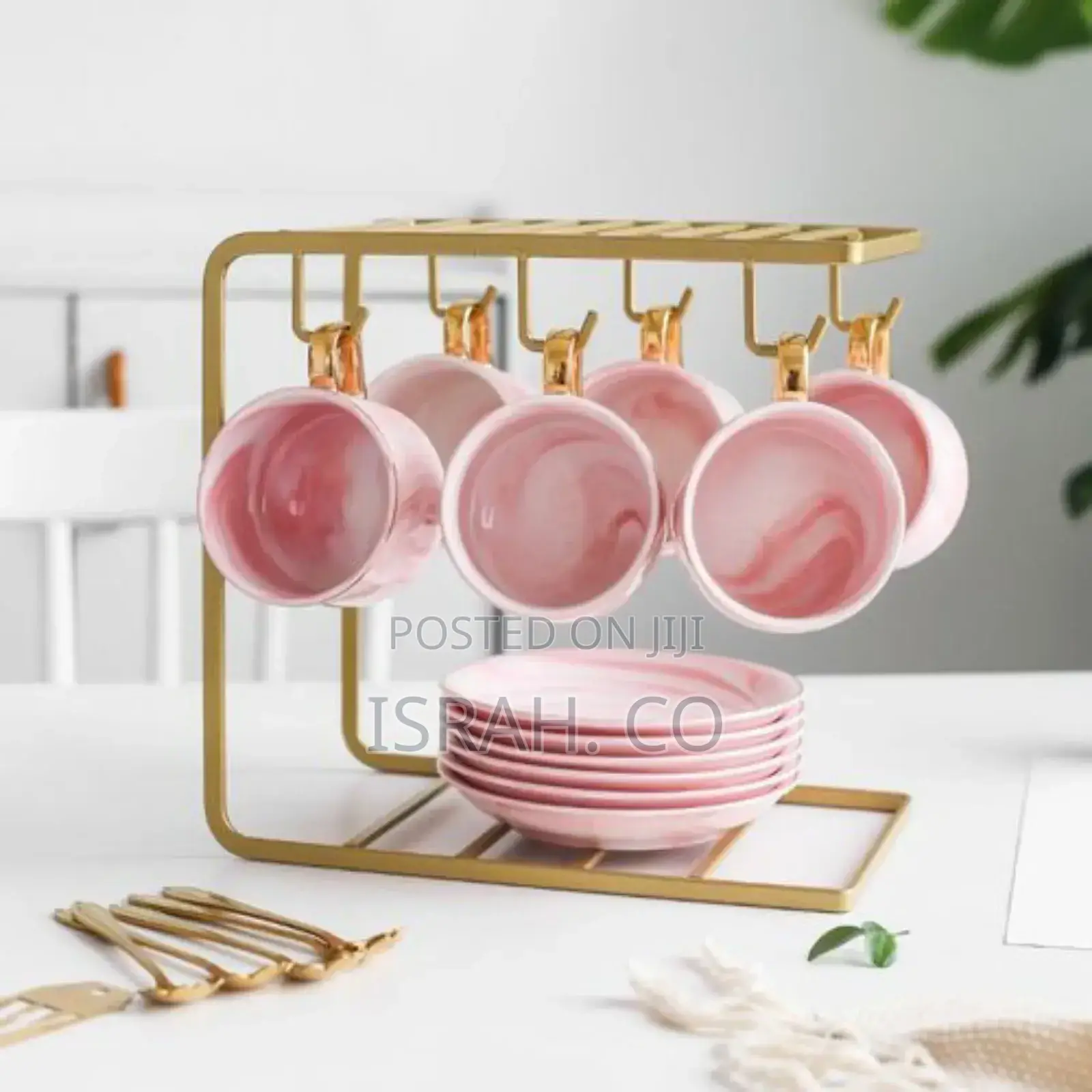 Pink Mugs With Saucers