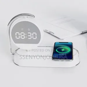3-in-1 LED Lamp With Wireless Charger Alarm Clock