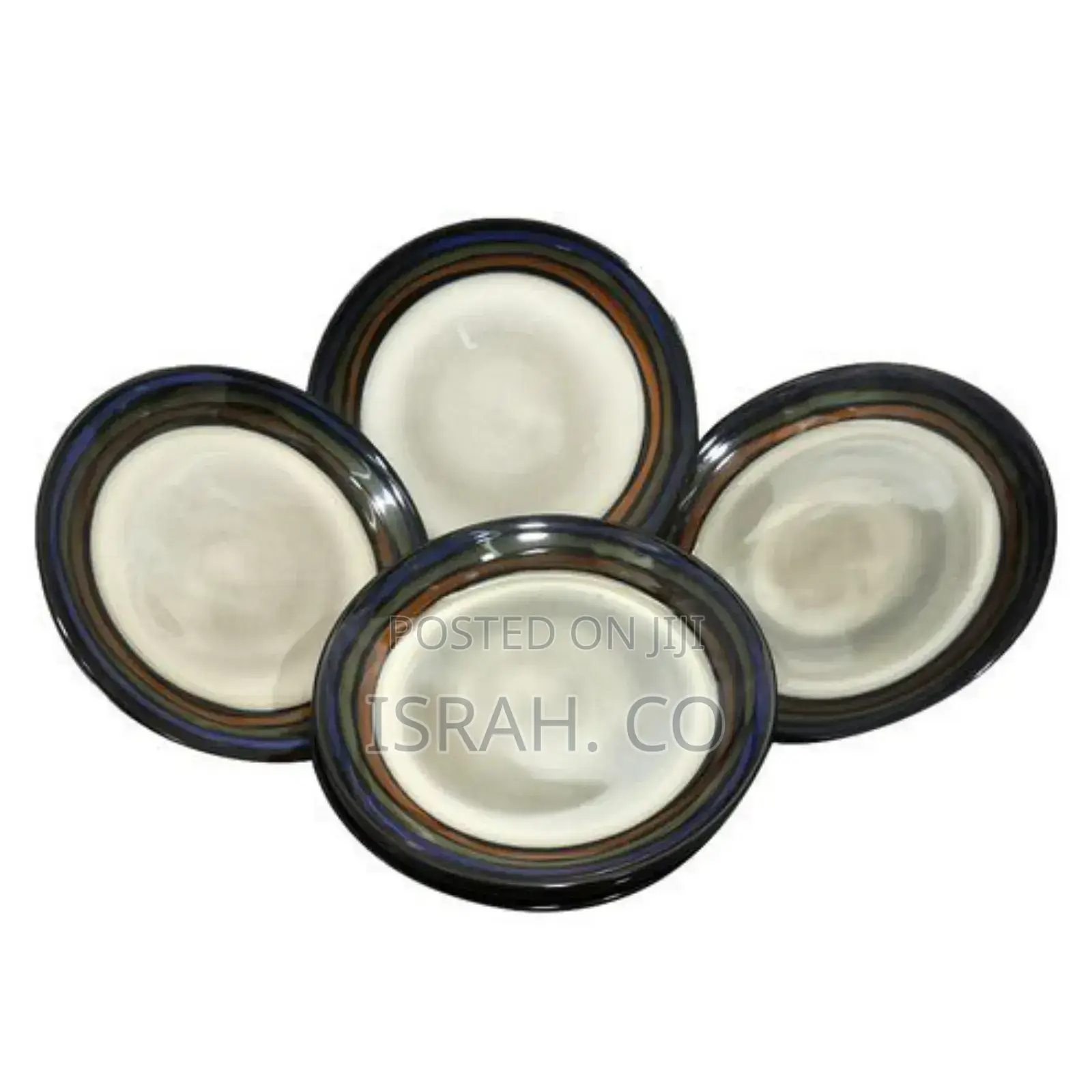 6 Pieces Brown Line Side Plates - Cream